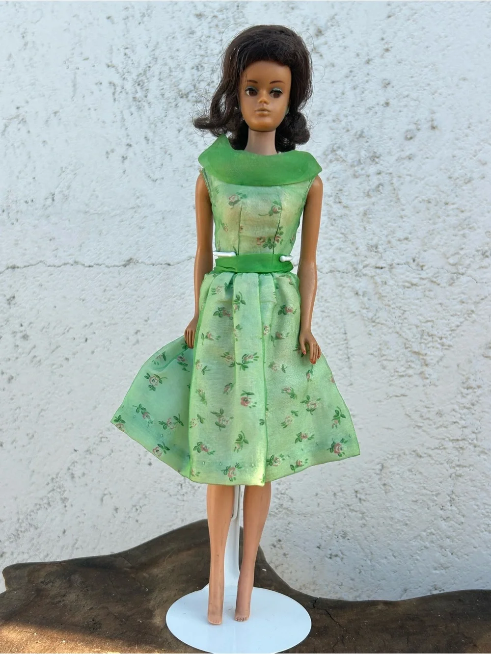 Vintage Brown-Haired Mattel Japanese Exclusive Midge With Rare Wig W/ Vtg Dress